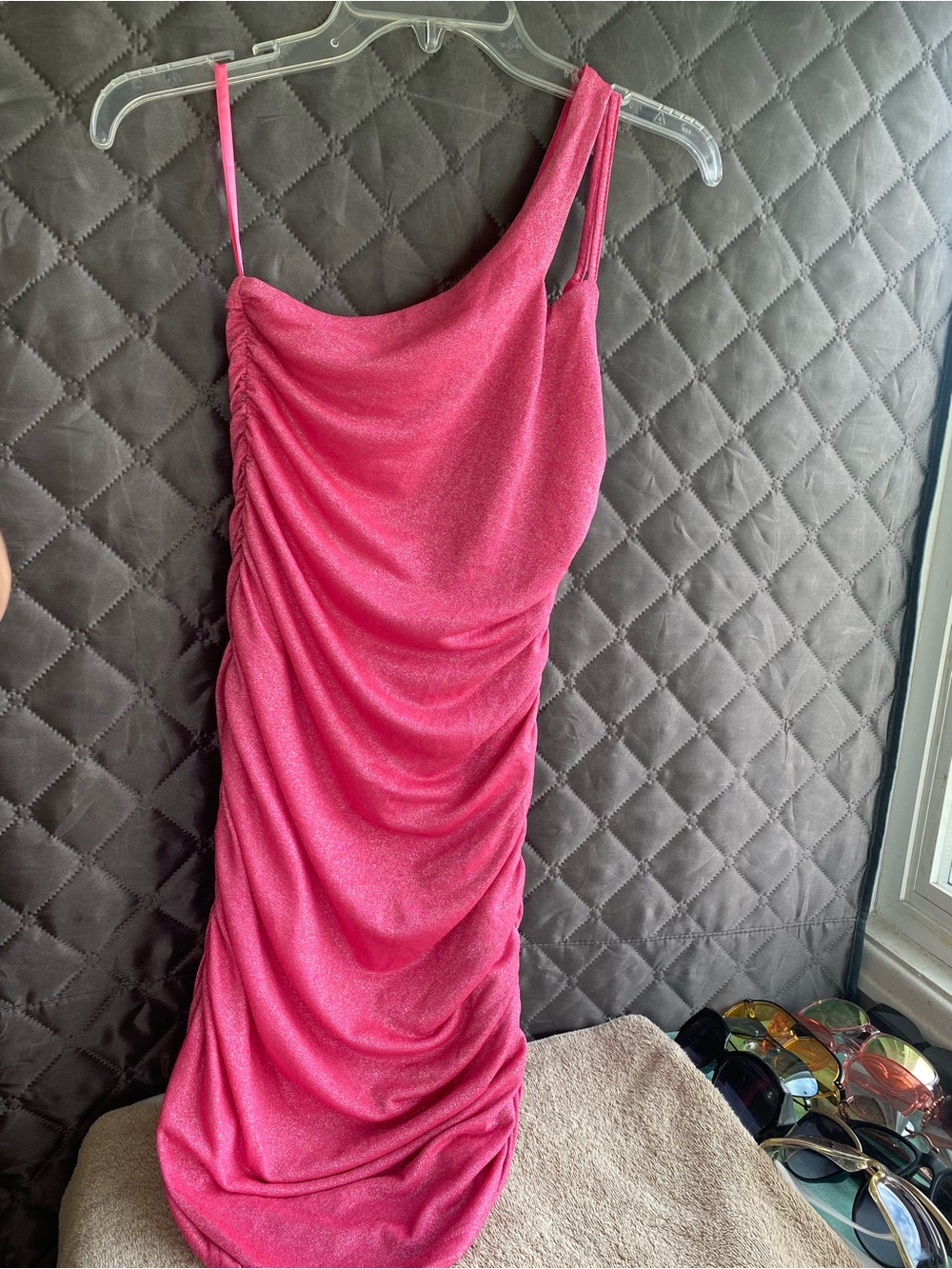 Superdown Jayden Mini Dress in Berry Pink Sparkle - Size S